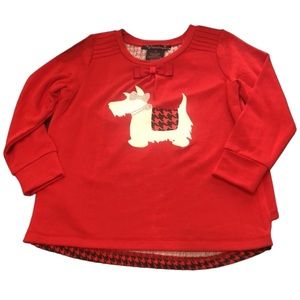 Red Scottie Dog Top Girls 6X long Sleeve T-shirt Buffalo Plaid